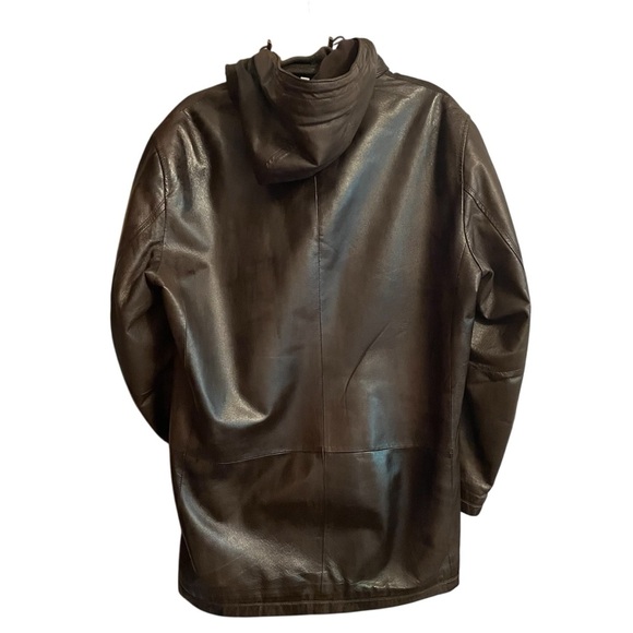 Danier Men's Dark Brown Leather Jacket w/detachable hood.Size 40/Medium - Picture 12 of 16
